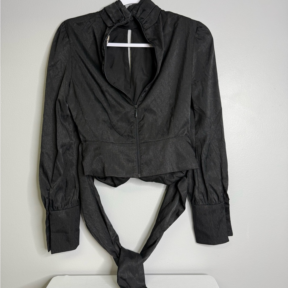 Waiff black blouse sm w/ tie bow